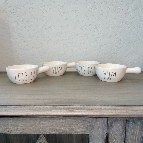 Rae Dunn Dining Rae Dunn Set Of 4 Soup Bowls With Handles 2 Yum And